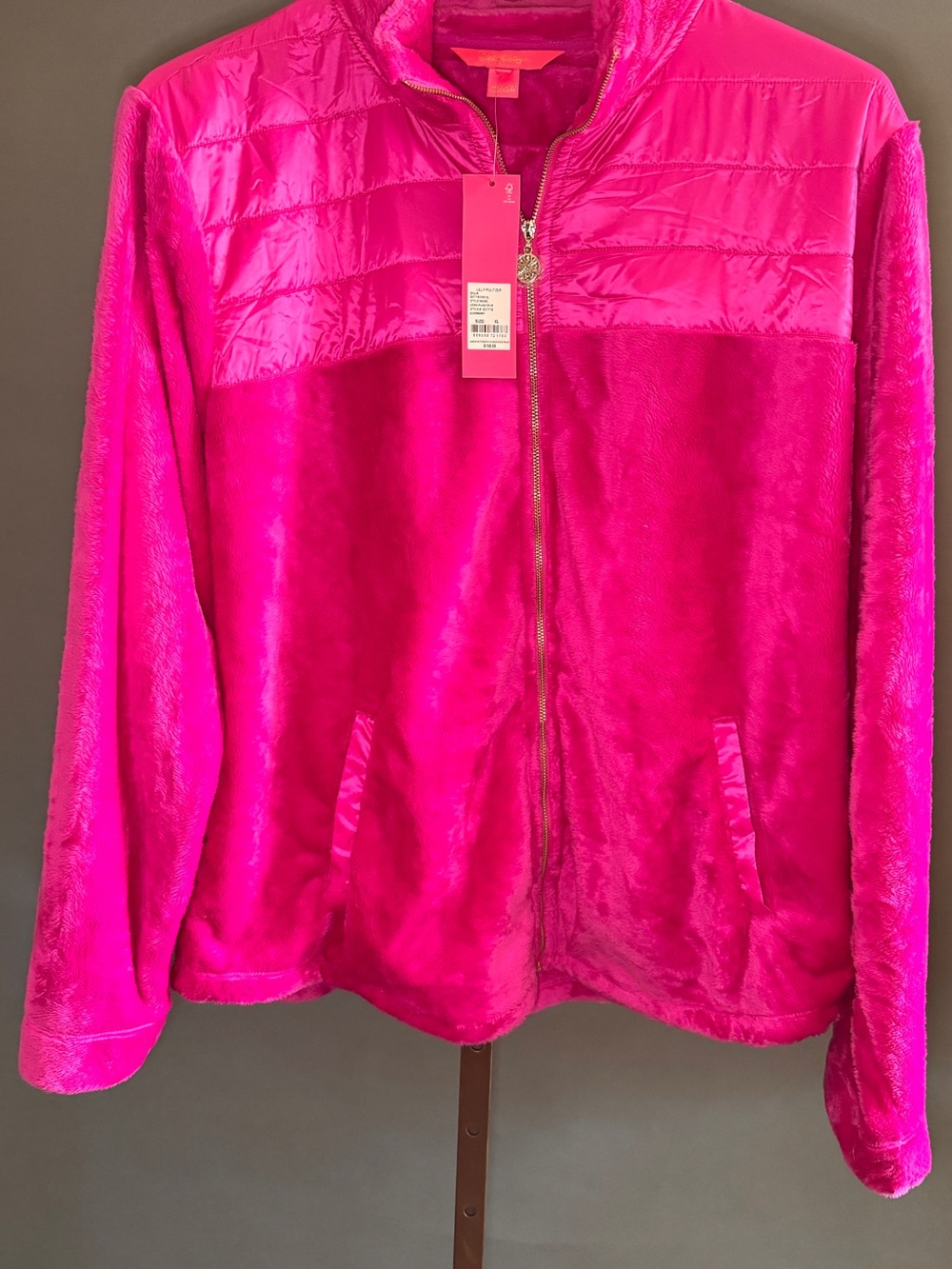 Lilly Pulitzer Leona Plush Zip-Up Jacket Coat. XL Elderberry NWT